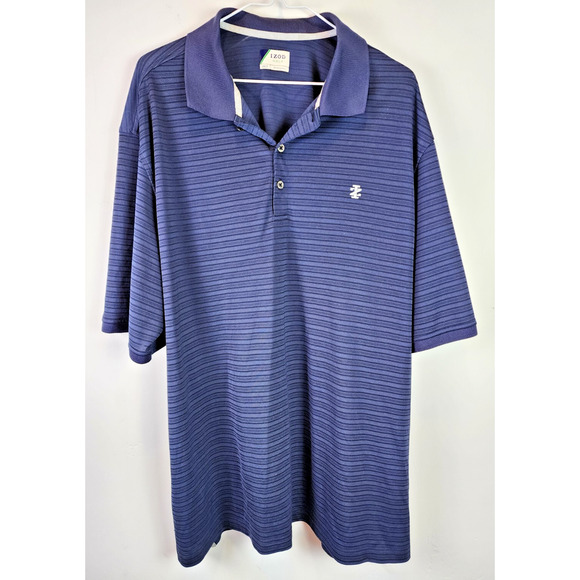 Izod Golf Polo Men’s 2XLT Advantage Striped Short Sleeve Shirt Blue White - Picture 1 of 9